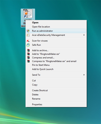 Provide Administrative Acess to MAGIX Rintone Maker if you are on Windows Vista.