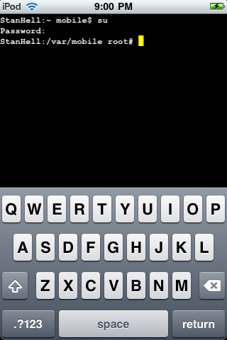 With the above commands enter your mobile terminal screen should look something like the image depicted 