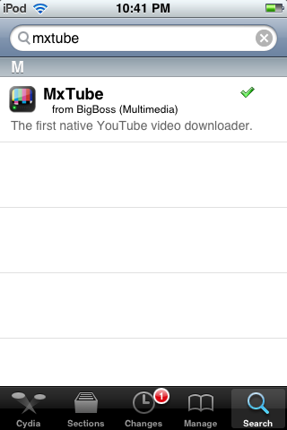 MXTube Cydia Application