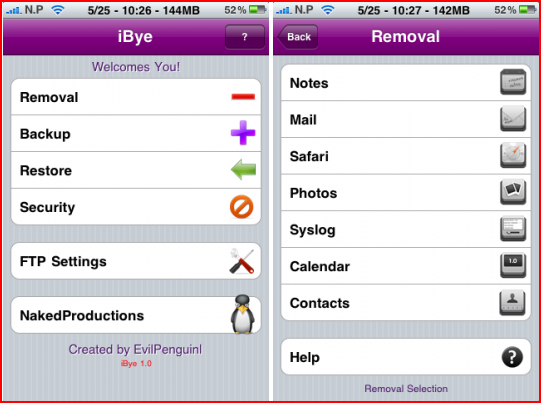 iBye Cydia application