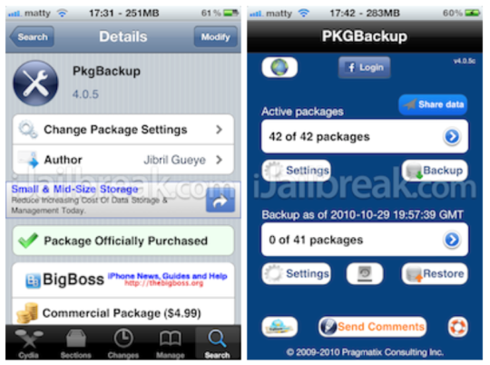 PkgBackup Cydia app how to part 1