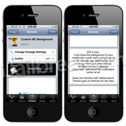 Custom NC Background Cydia tweak