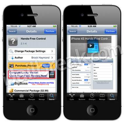 Hands-Free Control Cydia Tweak
