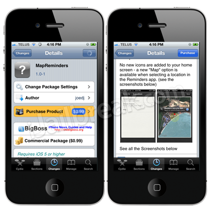 MapReminders Cydia Tweak