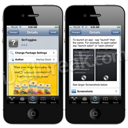 SiriToggles Cydia Tweak