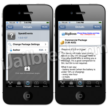 SpeakEvents Cydia Tweak