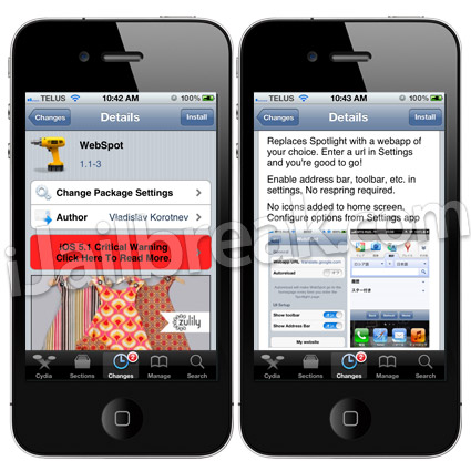 WebSpot Cydia Tweak