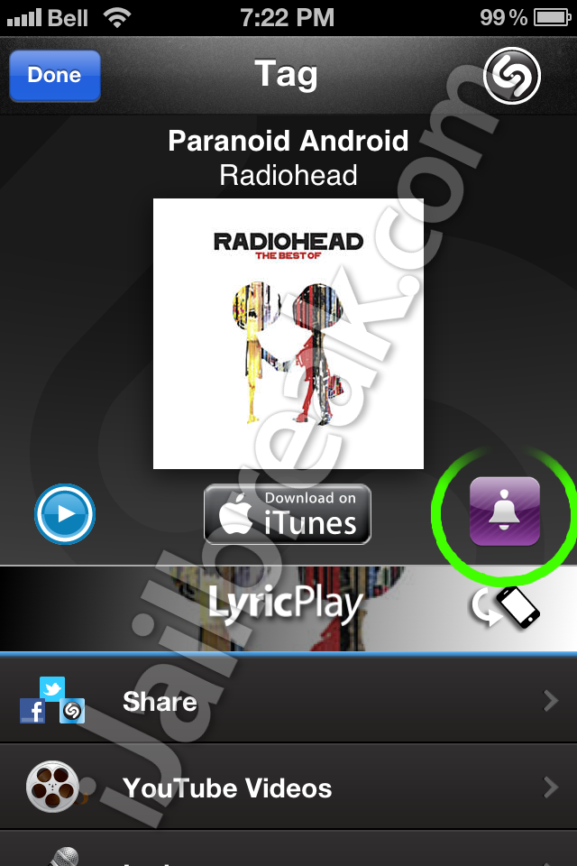 ShazamTones Cydia Tweak