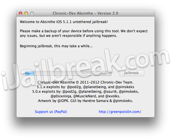 Absinthe 2.0 iOS 5.1.1 Untethered Jailbreak Mac OS X