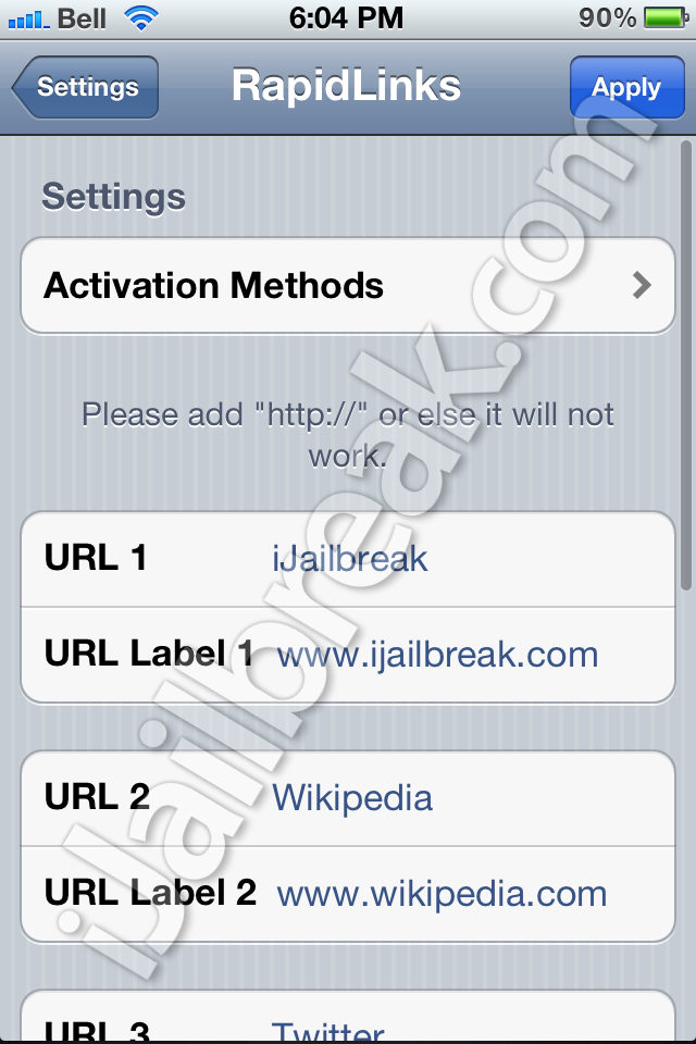 RapidLinks Cydia Tweak