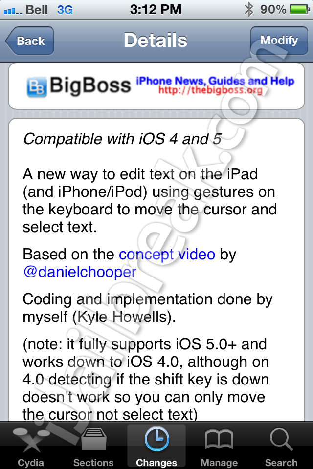 SwipeSelection Cydia Tweak