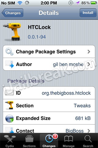 HTCLock Cydia Tweak