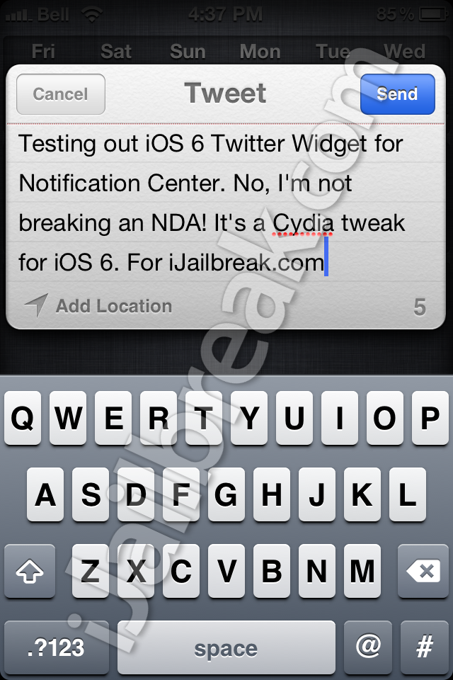Twitter Notification Shortcut iOS 6 Cydia Tweak