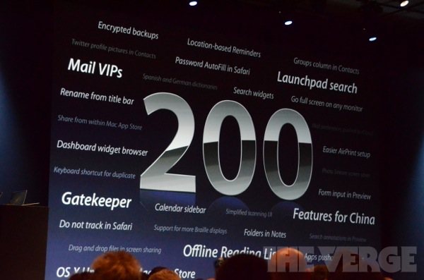 WWDC 2012 Mountain Lion 200 Features