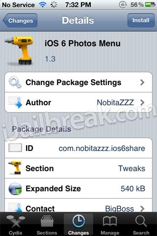 iOS 6 Photos Menu Cydia Tweak