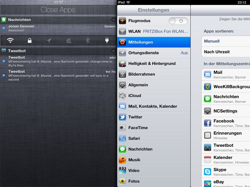 Mountain Lion Notification Center iOS