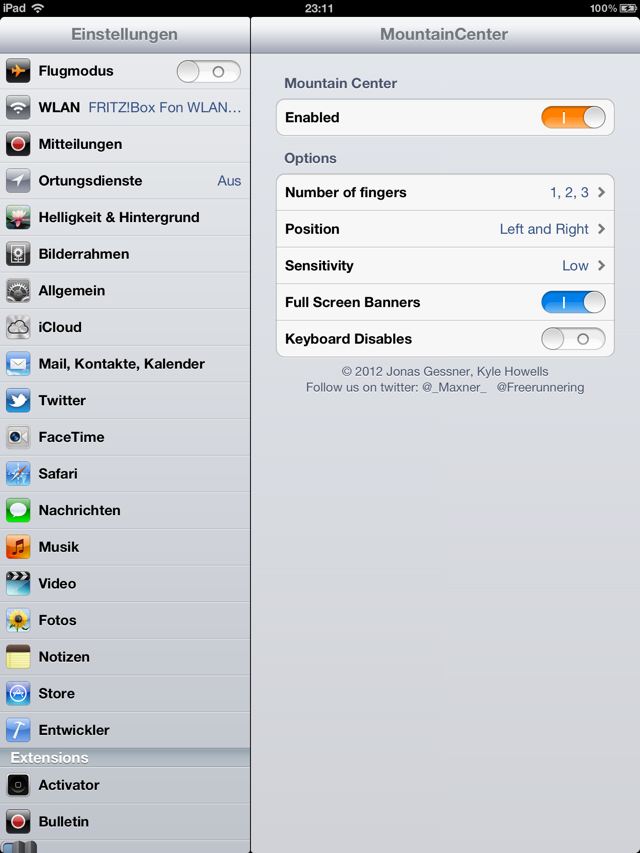 MountainCenter Cydia Tweak