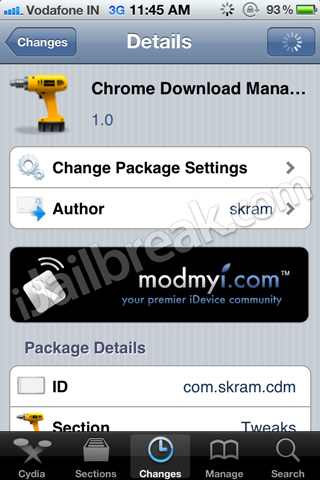 Chrome Download Manager Cydia Tweak