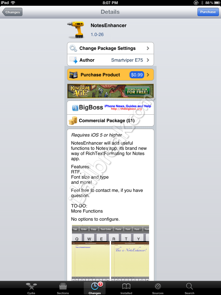 NotesEnhancer Cydia Tweak