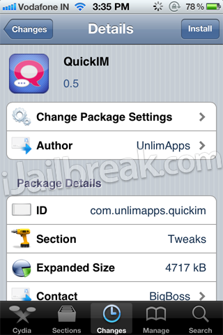 QuickIM Cydia Tweak