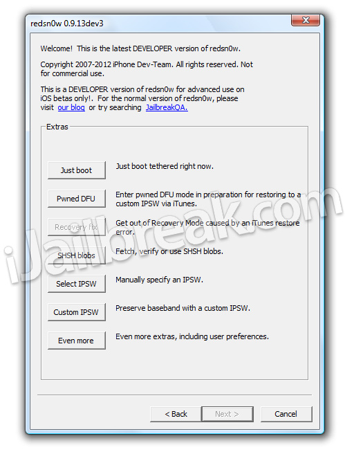 RedSn0w 0.9.13dev3 iOS 6 Beta 3 Jailbreak Windows