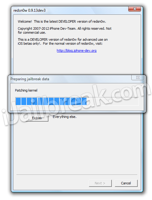 RedSn0w 0.9.13dev3 iOS 6 Beta 3 Jailbreak Windows