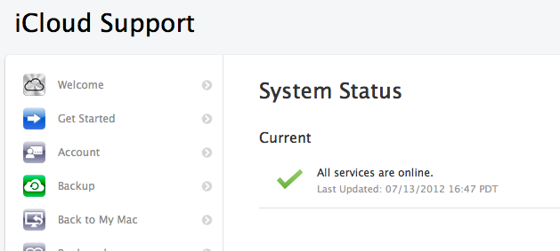 iCloud system status iCloud system status