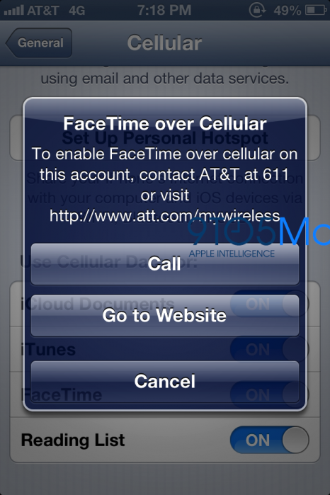 AT&T To Start Charging For Over-The-Air 3G FaceTime In iOS 6