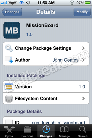 MissionBoard Cydia Tweak