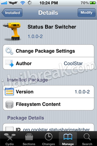 Status Bar Switcher Cydia Tweak