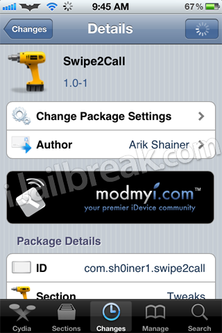 Swipe2Call Cydia Tweak