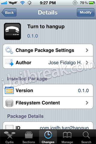 Turn To Hangup Cydia Tweak