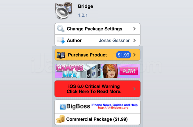 Bridge Cydia Tweak