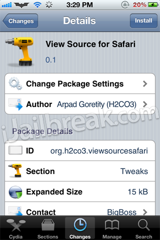 View Source for Safari Cydia Tweak