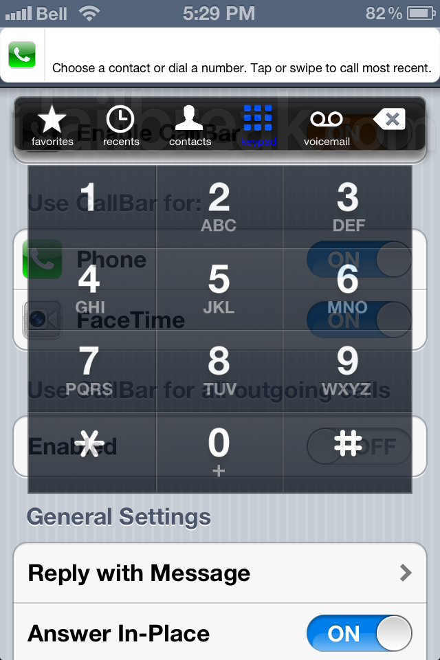 CallBar 2.0 Cydia Tweak