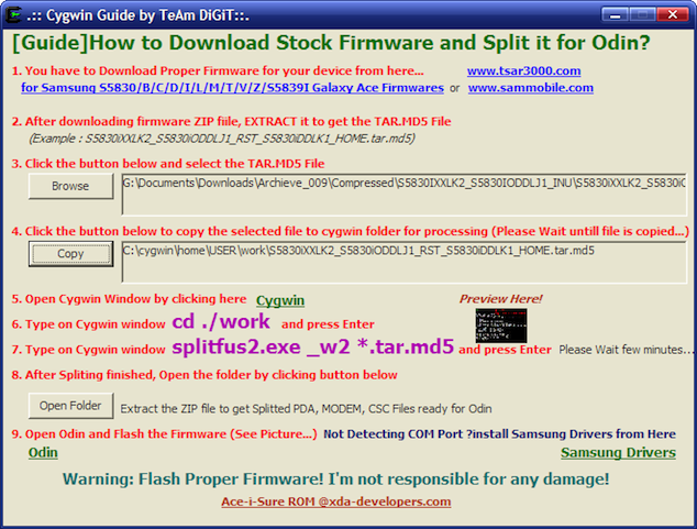 [Guide] All-in-One Package - Samsung Galaxy Ace – How to Unbrick with Cygwin, Odin, Samsung Drivers-1