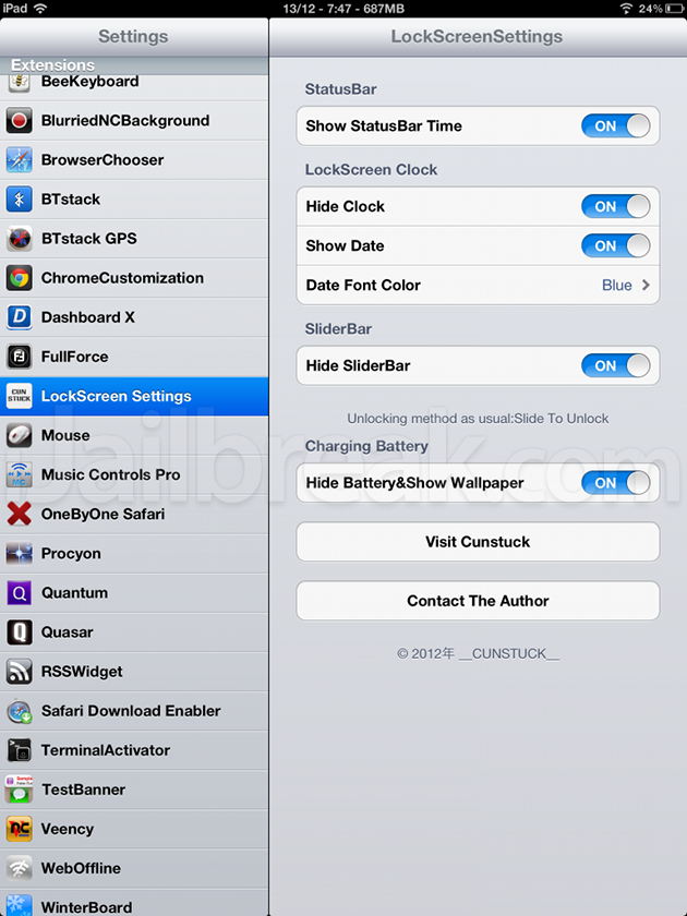 LockScreen Settings Cydia Tweak