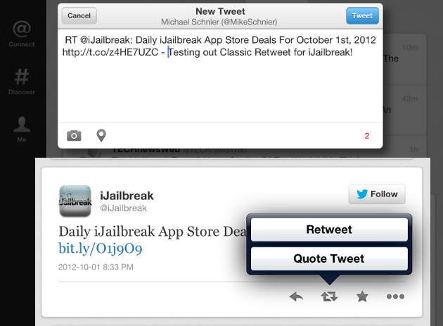 Classic Retweet Classic Retweet Cydia Tweak