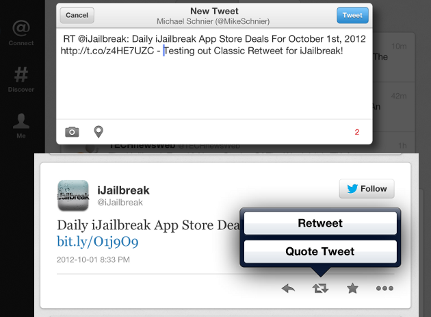 Classic Retweet Cydia Tweak