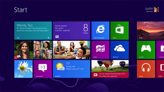The Windows 8 metro interface home screen The Windows 8 metro interface home screen