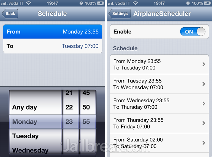 AirplaneScheduler Cydia Tweak