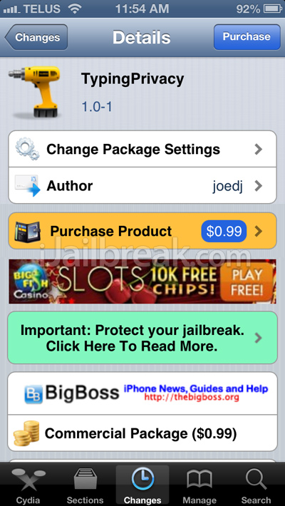 TypingPrivacy Cydia Tweak