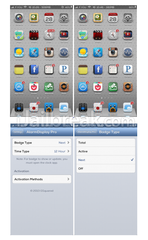 AlarmDisplay Pro Cydia Tweak iJailbreak