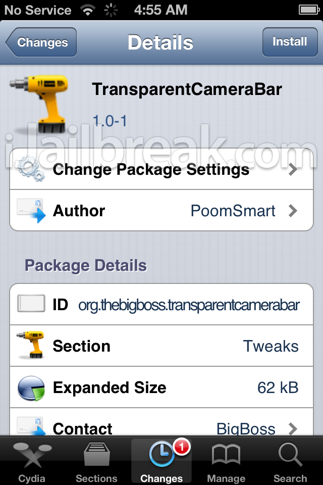 TransparentCameraBar cydia tweak ijailbreak