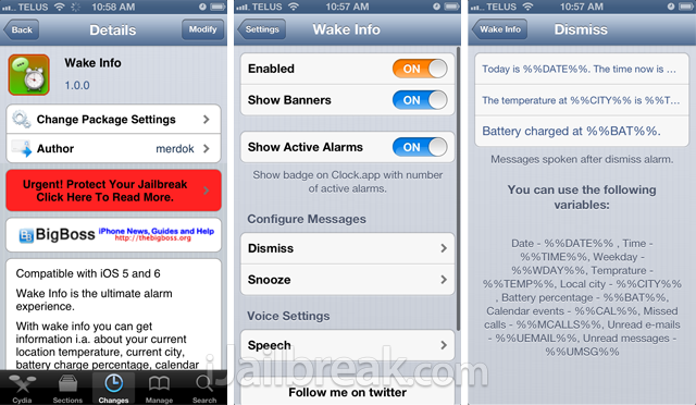 Wake Info Cydia Tweak