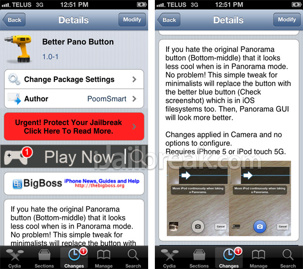 Better Pano Button Cydia Tweak