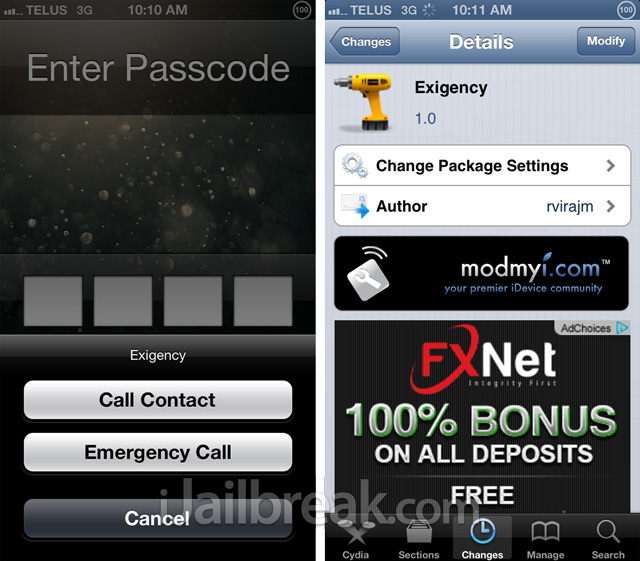 Exigency Cydia Tweak