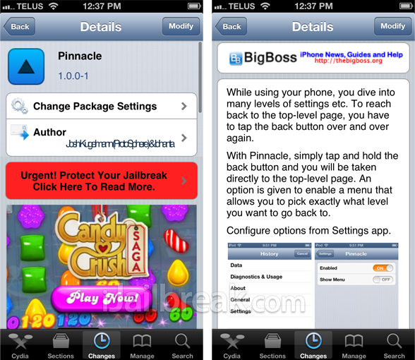 Pinnacle Cydia Tweak