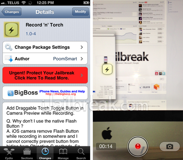 Record 'n' Torch Cydia Tweak