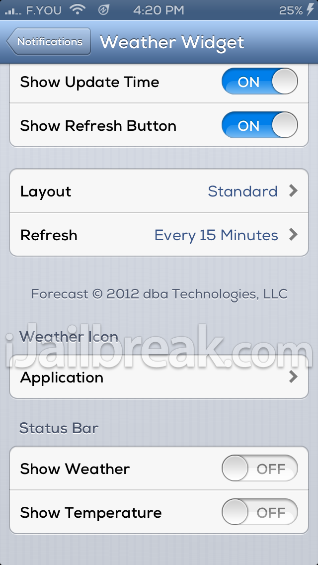 WeatherIcon 6 Cydia Tweak Settings ijailbreak